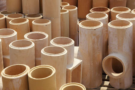 ceramic chimney parts on stack
