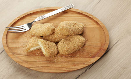 dumplings with cheese filling, close up on table