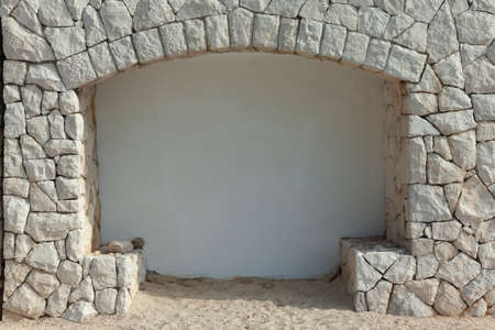 a stone wall in the woods, mini stageの写真素材