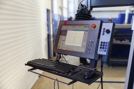 industrial monitor for laser cuter close upの写真素材