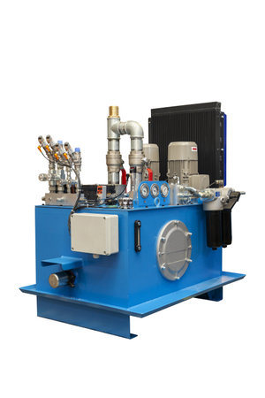 industry hydraulic pump on white, close upの写真素材