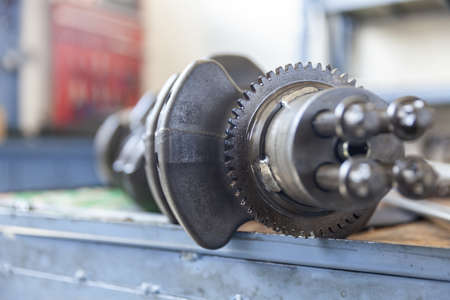crankshaft engine part, close up, copy spaceの写真素材