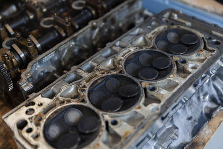 engine head with valves, redy for service, close upの写真素材