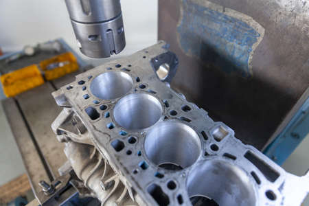 engine head with valves, redy for service, close upの写真素材
