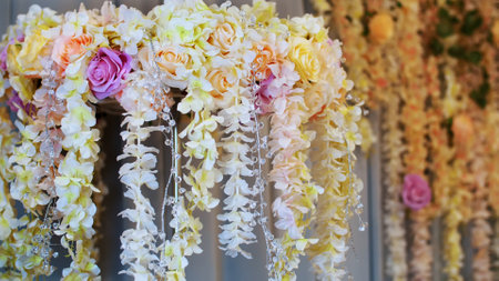 wedding decoration, decoration of the wedding ceremony, wedding decorations made from real flowers. wedding flower arrangements. High quality photoの写真素材