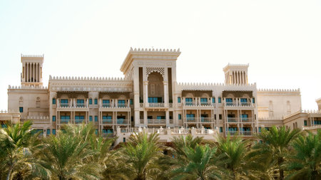 DUBAI, UNITED ARAB EMIRATES, UAE - NOVEMBER 20, 2017: View of luxury 5 stars Hotel Jumeirah Al Qasr Madinat, largest resort in emirate with own artificial canals. High quality photoのeditorial素材