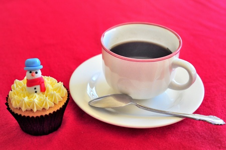 Christmas Cup Cake and Coffeeの写真素材