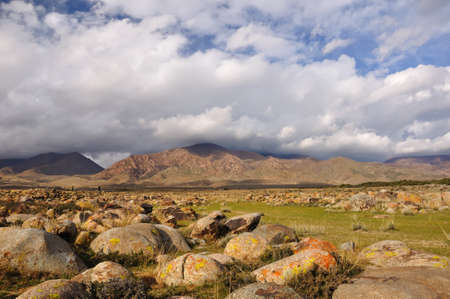 Beautiful landscape with mountains, the Boulders and cloudsの写真素材