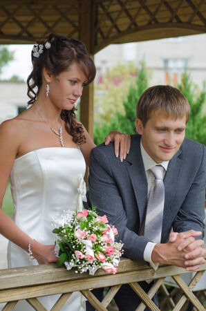 Portrait Of Wedding Couple Outdoorsの写真素材