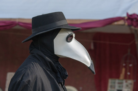 A Plague Doctor walkingの写真素材