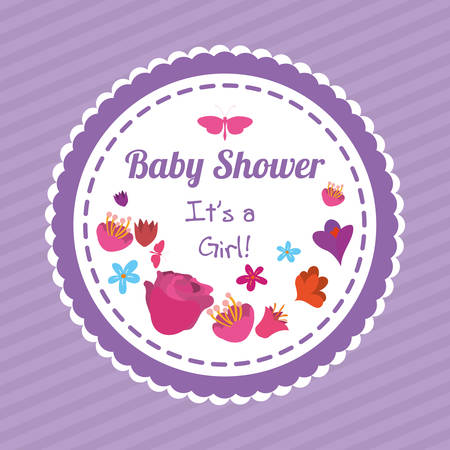 Baby shower design over purple background, vector illustration.のイラスト素材