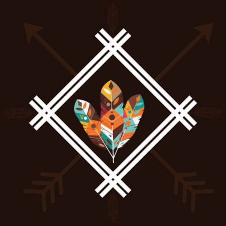 Feather design over black background, vector illustration.のイラスト素材