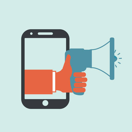 Bullhorn design over blue background, vector illustration.のイラスト素材