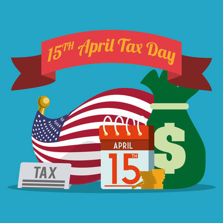 Taxes day design over blue backgroundのイラスト素材