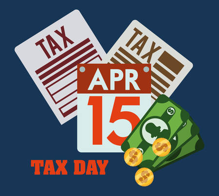 Tax day design over blue backgroundのイラスト素材