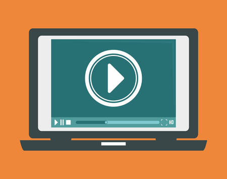 Multimedia design over orange background, vector illustration.のイラスト素材