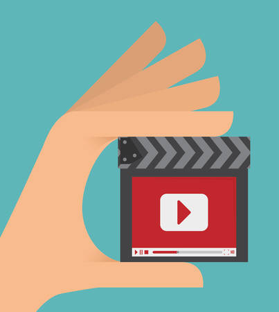 Multimedia design over blue background, vector illustration.のイラスト素材