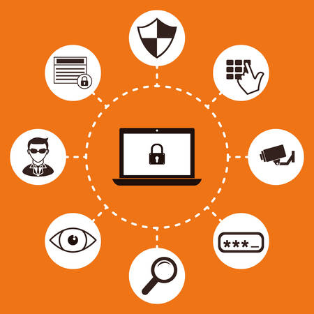 Security design over orange background, vector illustration.のイラスト素材