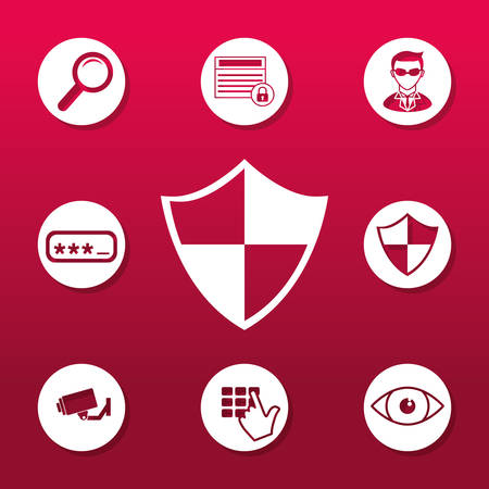 Security design over red background, vector illustration.のイラスト素材