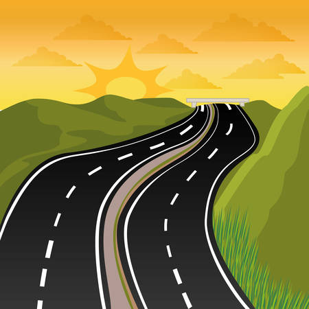 Road design over landscape background, vector illustration.のイラスト素材