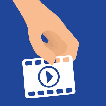 Multimedia design over blue background, vector illustration.のイラスト素材