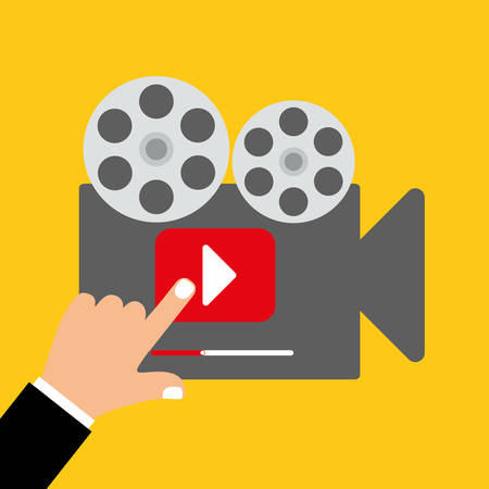 Multimedia design over yellow background, vector illustration.のイラスト素材