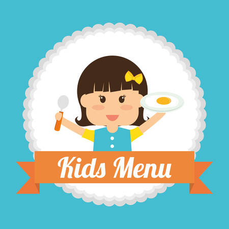 Kids menu design over blue background, vector illustration.のイラスト素材