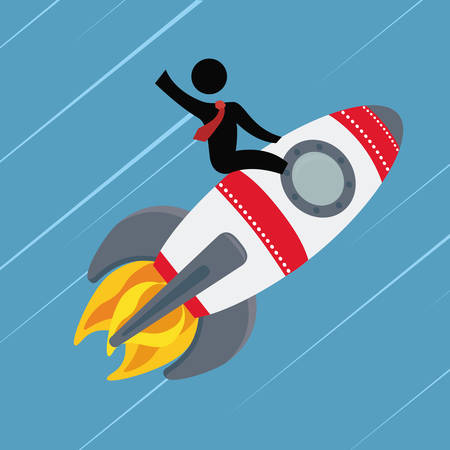 Spaceship design over white background, vector illustration.のイラスト素材