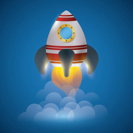 Spaceship design over blue background, vector illustration.のイラスト素材