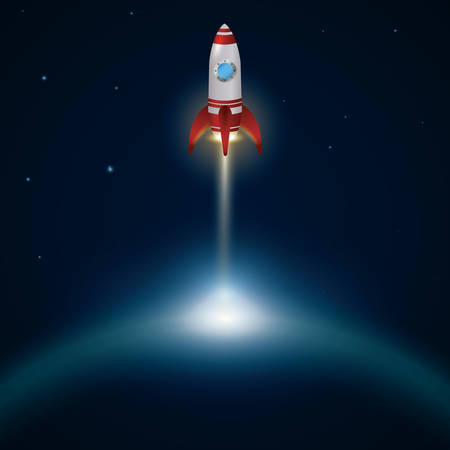 Spaceship design over black background, vector illustration.のイラスト素材