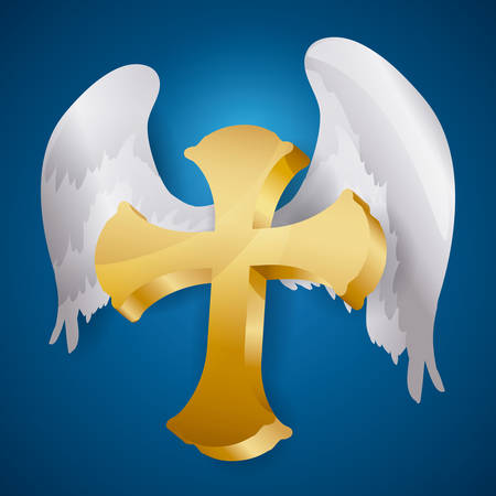 Angel design over blue background, vector illustration,のイラスト素材