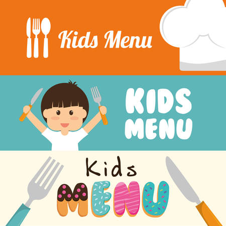 Kids menu design over colorful background, vector illustration.のイラスト素材