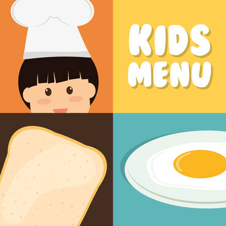 Kids menu design over coloful background, vector illustration.のイラスト素材