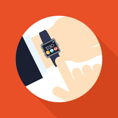 Technology design over red background, vector illustration.のイラスト素材