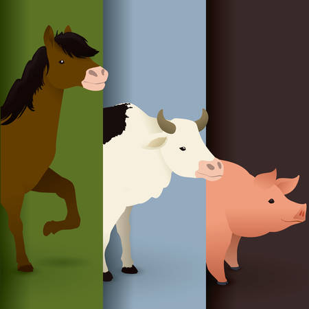 Farm animals design over colorful background, vector illustration.のイラスト素材