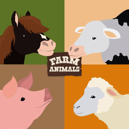 Farm animals design over colorful background, vector illustration.のイラスト素材