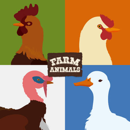 Farm animals design over colorful background, vector illustration.のイラスト素材