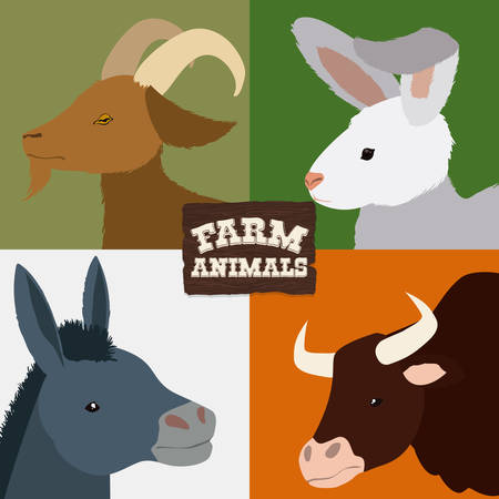 Farm animals design over colorful background, vector illustration.のイラスト素材