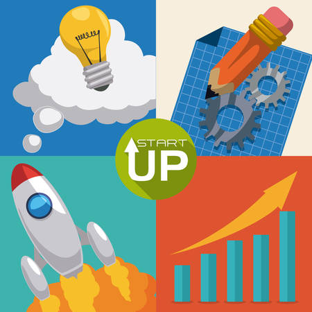 Rocket design over colorful backgroundのイラスト素材