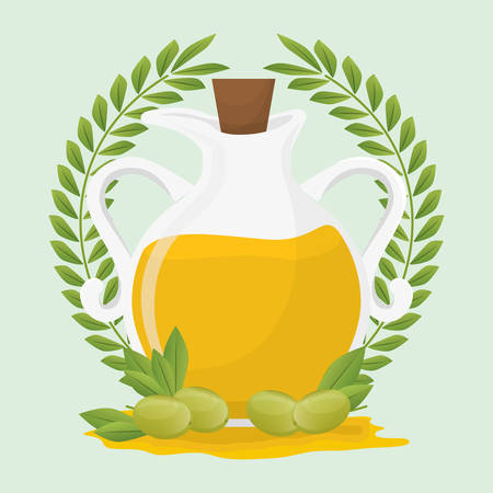 Olive oil design over green background, vector illustration.のイラスト素材