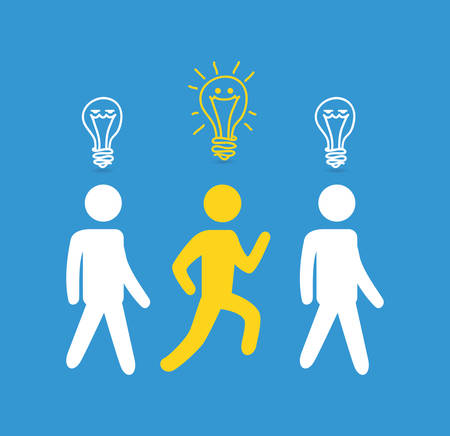 Think different design over blue background, vector illustrationのイラスト素材