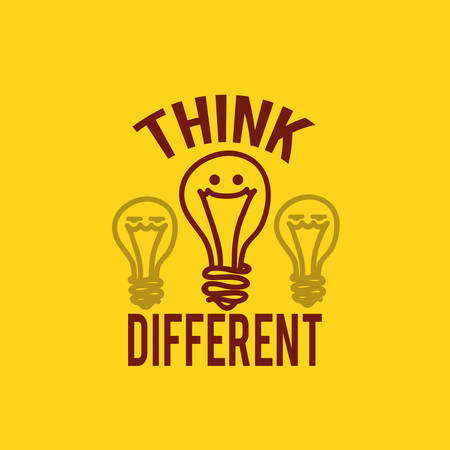 Think different design over yellow background, vector illustrationのイラスト素材