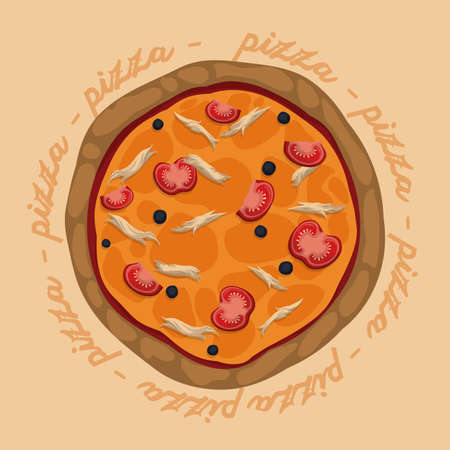 Pizza design over beige background, vector illustration.のイラスト素材
