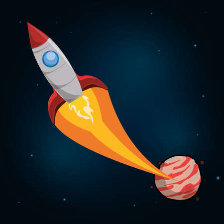 Spaceship design over space background, vector illustrationのイラスト素材