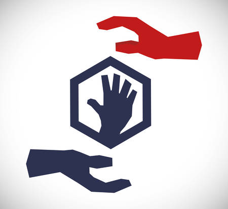 Hand sign design over white background, vector illustrationのイラスト素材