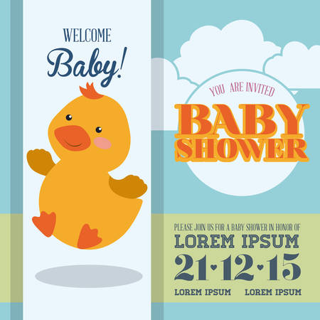 Baby shower colorful card design, vector illustration.のイラスト素材