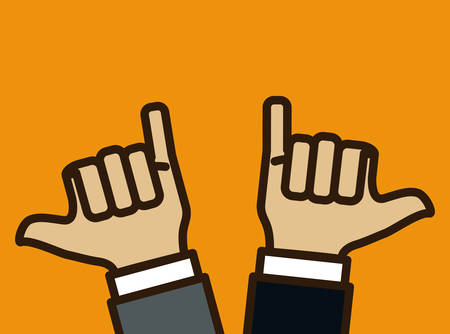 Hand sign design over orange background, vector illustrationのイラスト素材