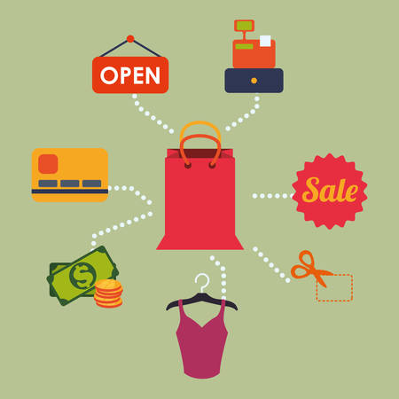 Shopping icon design over green background, vector illustrationのイラスト素材