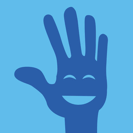 Hand sign design over blue background, vector illustrationのイラスト素材
