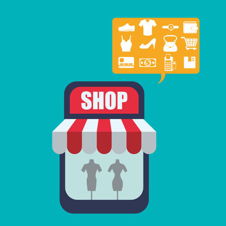 Shopping icon design over blue background, vector illustrationのイラスト素材